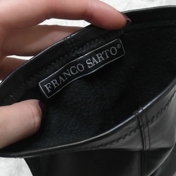 Franco Sarto Sexy Black Leather Heel Slip On Boots - Picture 5 of 8